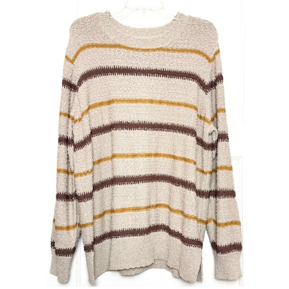 NWT MASON & BELLE Boucle Textured Knit Striped Pullover Crewneck Sweater XXL - Picture 5 of 8